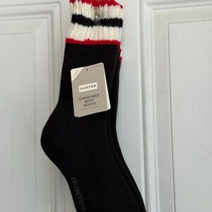 Hunter Black Socks with Red and White Stripes
